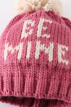 Pink BE MINE knit beanie pom pom hat - ARIA KIDS