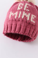 Pink BE MINE knit beanie pom pom hat - ARIA KIDS