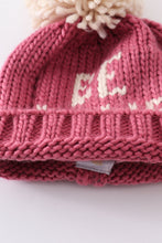 Pink BE MINE knit beanie pom pom hat - ARIA KIDS