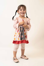 Brown plaid floral print ruffle dress - ARIA KIDS