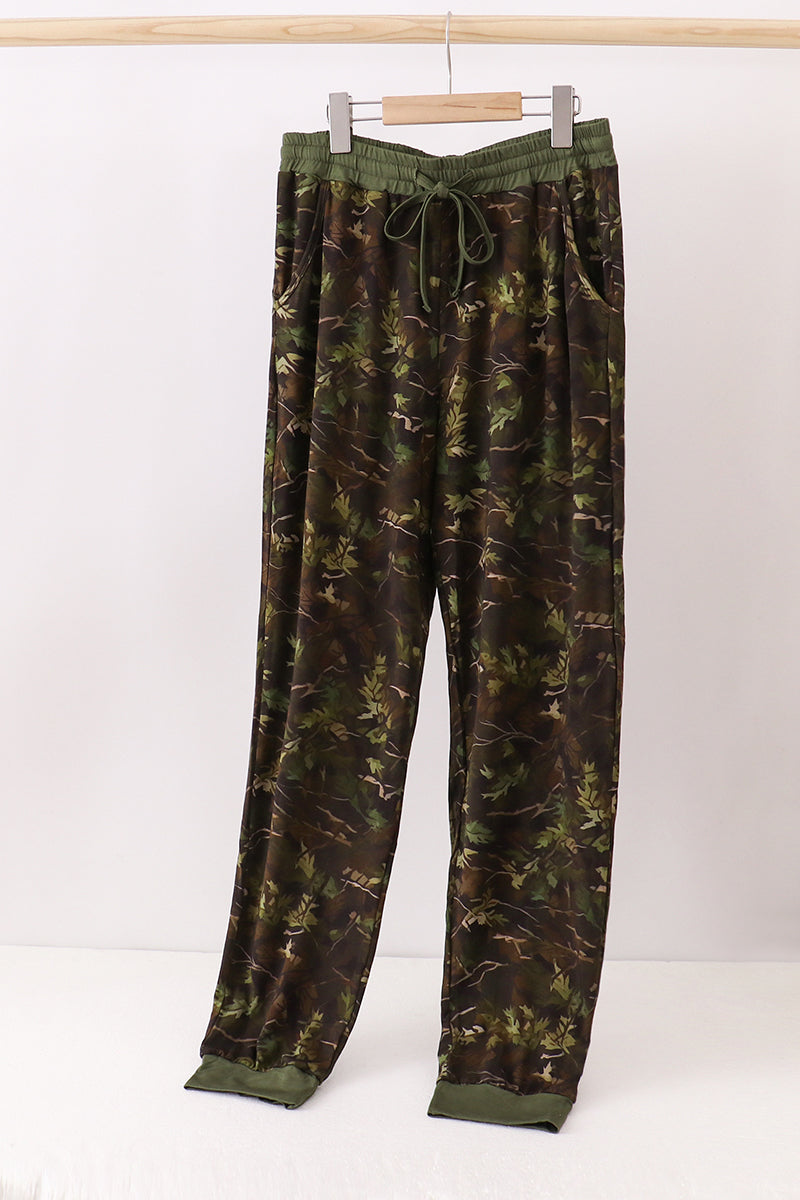 Forest Leaf Camo bamboo dad pants - ARIA KIDS