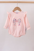 Pink floral bow applique ruffle bubble - ARIA KIDS