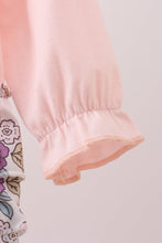 Pink floral bow applique ruffle bubble - ARIA KIDS
