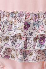 Pink floral bow applique ruffle bubble - ARIA KIDS