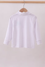 Blue heart french knot button down top - ARIA KIDS