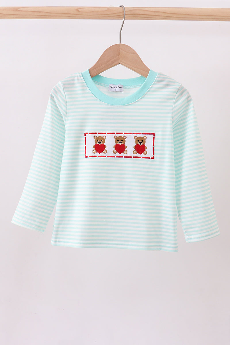 Blue bear embroidery top - ARIA KIDS
