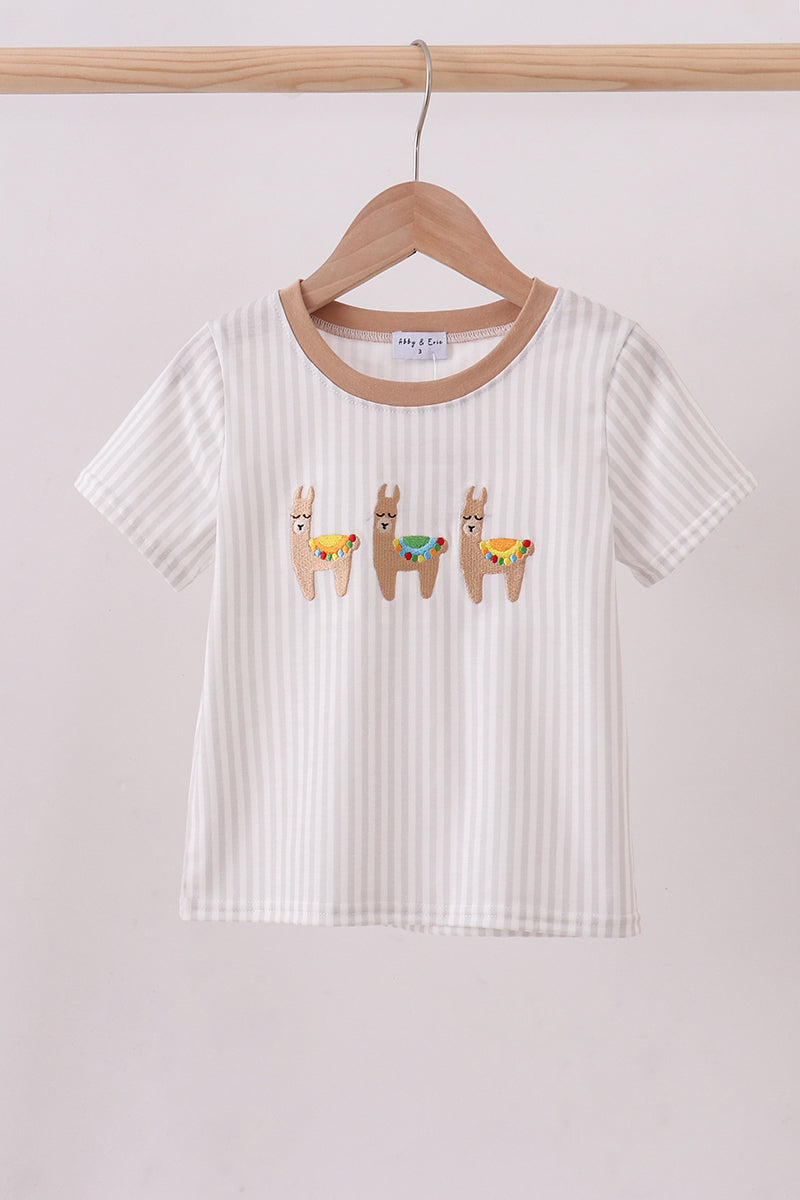 Brown alpaca embroidery top - ARIA KIDS