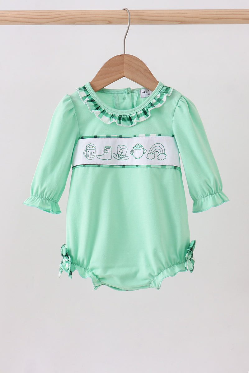 Green embroidery ruffle bubble - ARIA KIDS