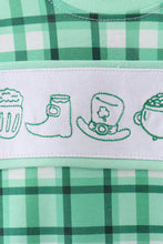 Green parade embroidery gingham romper - ARIA KIDS