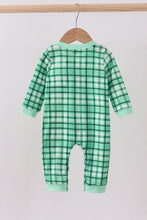 Green parade embroidery gingham romper - ARIA KIDS