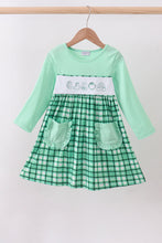Green parade embroidery gingham dress - ARIA KIDS