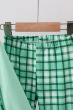 Green parade embroidery ruffle gingham pants set - ARIA KIDS