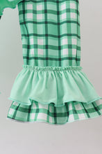 Green parade embroidery ruffle gingham pants set - ARIA KIDS