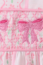 Pink floral bow smocked bloomer set - ARIA KIDS