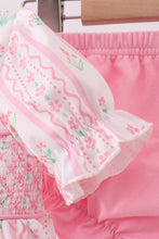 Pink floral bow smocked bloomer set - ARIA KIDS
