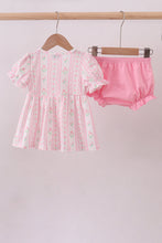Pink floral bow smocked bloomer set - ARIA KIDS