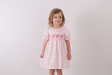 Pink floral bow smocked dress - ARIA KIDS