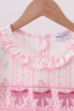 Pink floral bow smocked dress - ARIA KIDS