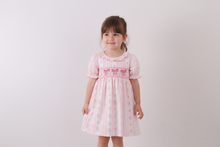 Pink floral bow smocked dress - ARIA KIDS