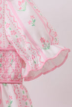 Pink floral bow smocked dress - ARIA KIDS