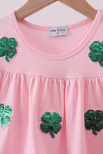 Pink clover sequin ruffle tiered dress - ARIA KIDS