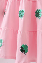 Pink clover sequin ruffle tiered dress - ARIA KIDS