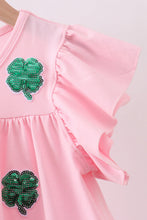 Pink clover sequin ruffle tiered dress - ARIA KIDS