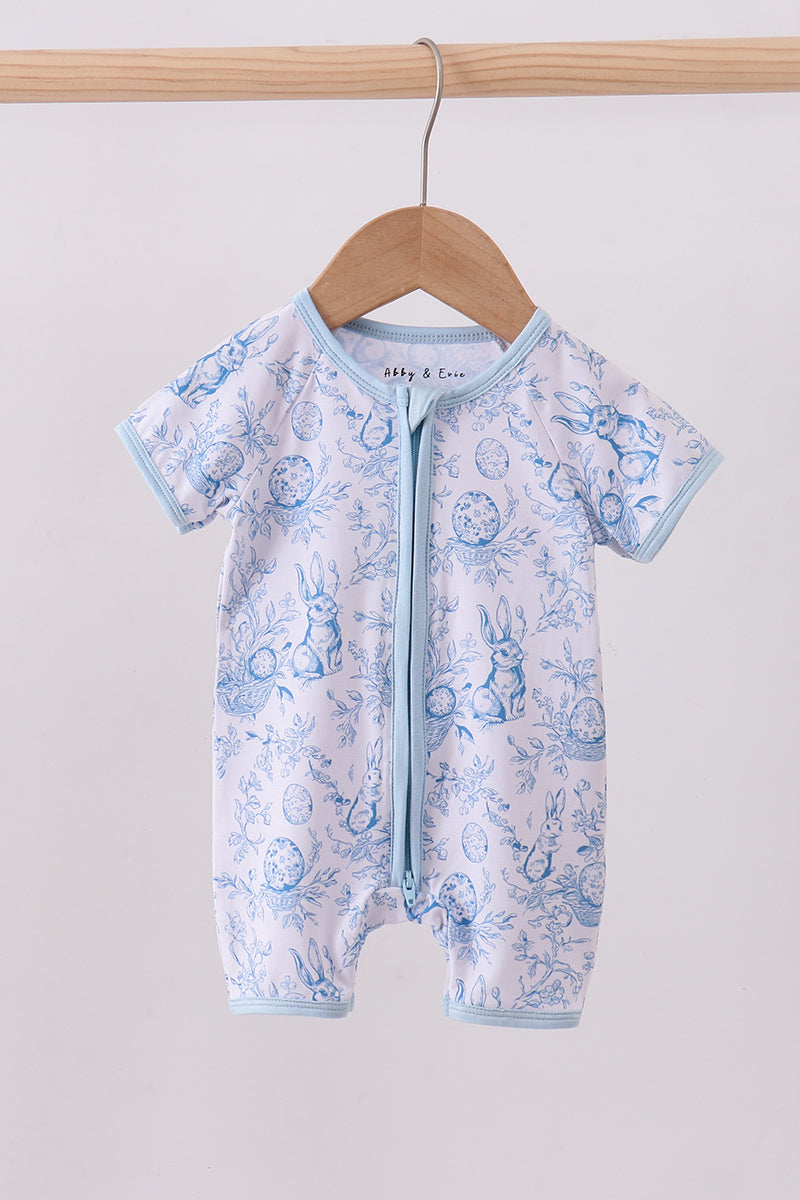 Blue bunny egg bamboo romper - ARIA KIDS