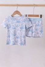 Blue bunny egg bamboo pajama shorts set - ARIA KIDS