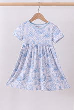 Blue bunny egg bamboo dress - ARIA KIDS