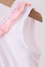 Pink cross jacquard embroidery ruffle bubble - ARIA KIDS