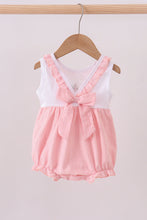 Pink cross jacquard embroidery ruffle bubble - ARIA KIDS