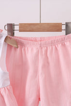 Pink cross jacquard embroidery shorts set - ARIA KIDS