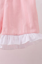 Pink cross jacquard embroidery shorts set - ARIA KIDS
