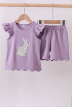Purple bunny applique ruffle shorts set - ARIA KIDS