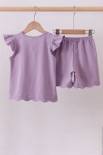 Purple bunny applique ruffle shorts set - ARIA KIDS