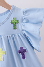 Blue cross sequin tiered dress - ARIA KIDS