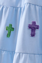 Blue cross sequin tiered dress - ARIA KIDS