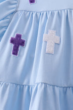 Blue cross sequin tiered dress - ARIA KIDS
