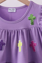 Lavender cross sequin tiered dress - ARIA KIDS