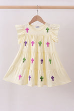 Yellow cross sequin tiered dress - ARIA KIDS