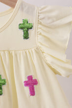 Yellow cross sequin tiered dress - ARIA KIDS