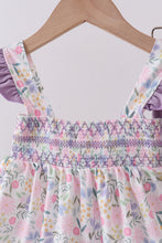 Purple floral smocked ruffle bloomer set - ARIA KIDS