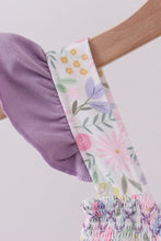 Purple floral smocked ruffle bubble - ARIA KIDS