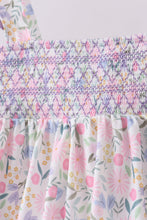 Purple floral smocked ruffle shorts set - ARIA KIDS