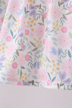 Purple floral smocked ruffle shorts set - ARIA KIDS