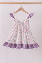 Purple floral smocked ruffle dress - ARIA KIDS