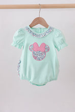 Mint floral character applique ruffle bubble - ARIA KIDS