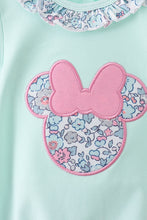 Mint floral character applique ruffle bubble - ARIA KIDS