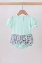 Mint floral character applique ruffle bubble - ARIA KIDS